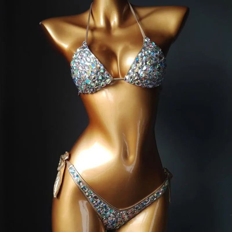 Rhinestone Bandage Bikini Set