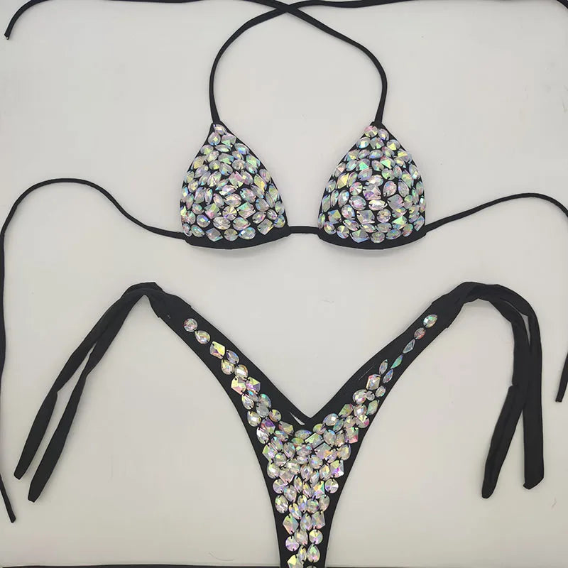 Rhinestone Bandage Bikini Set