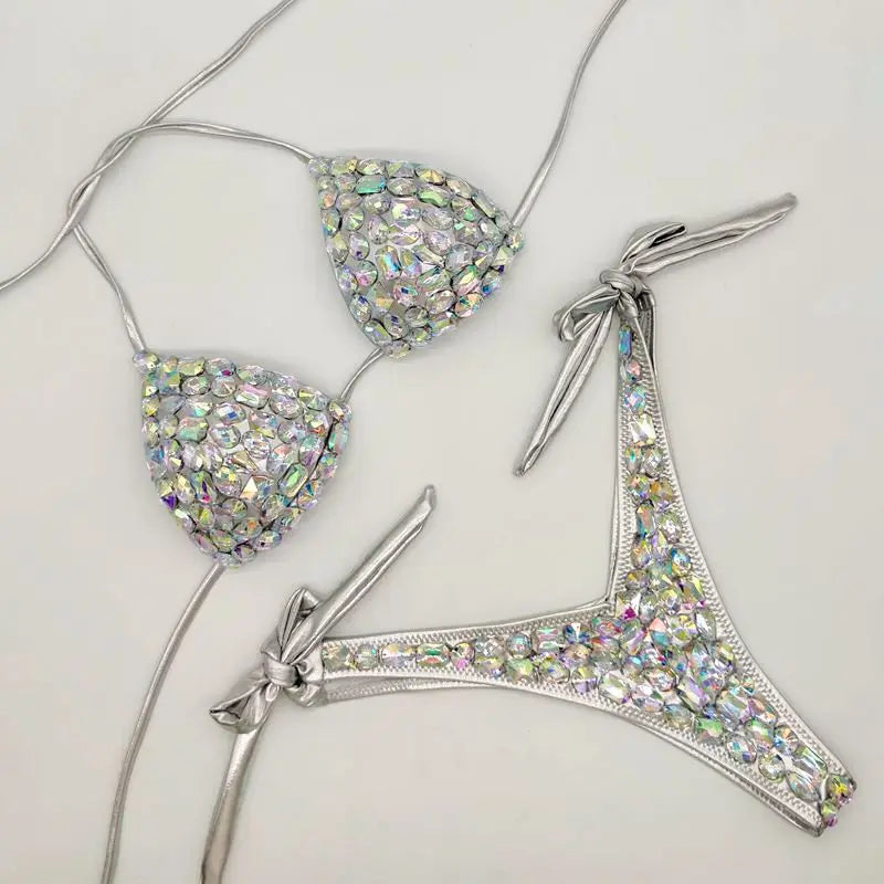 Rhinestone Bandage Bikini Set