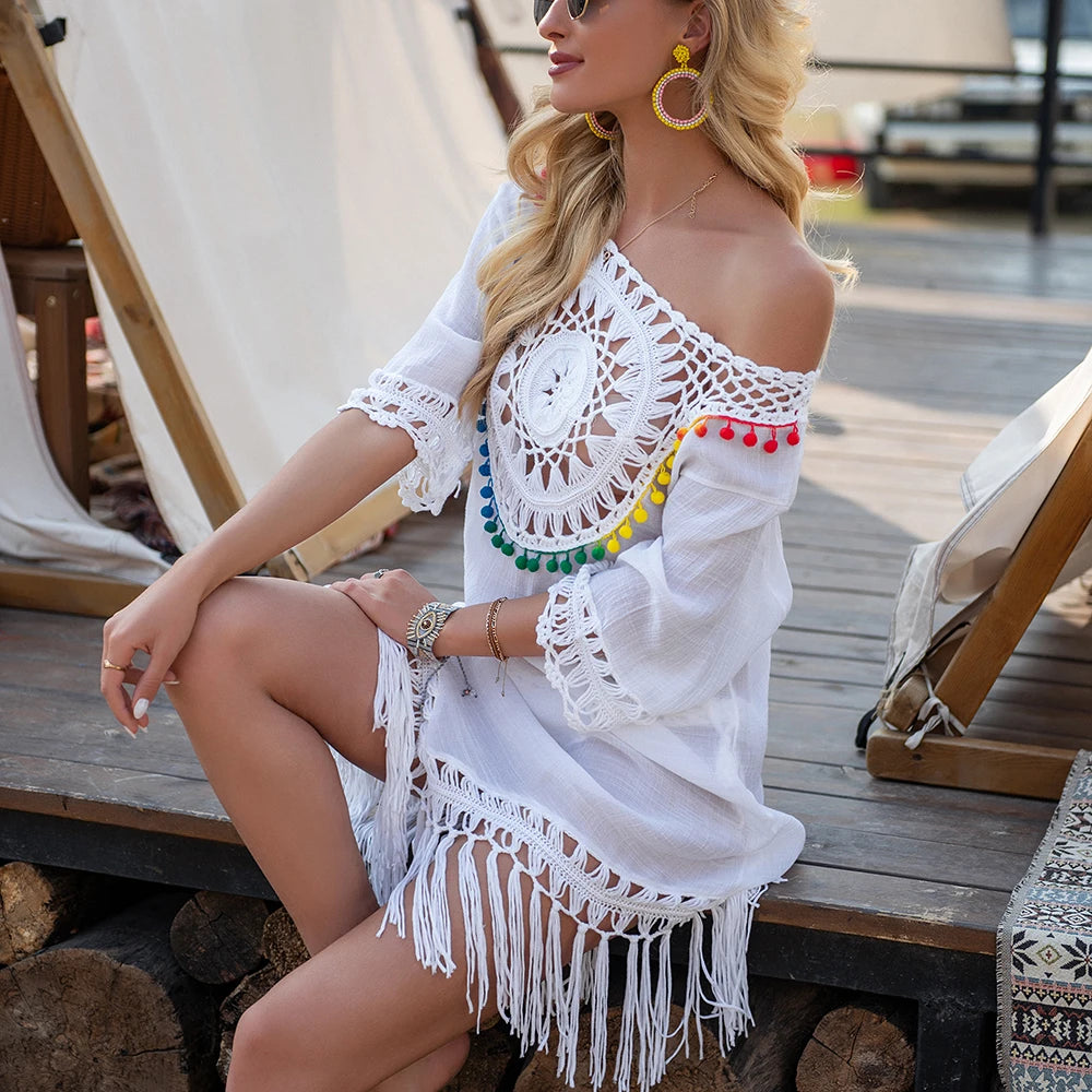 Crochet Fringe Bikini Cover Up