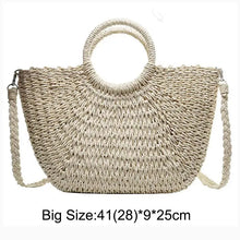 Handmade Straw Moon Beach Bag