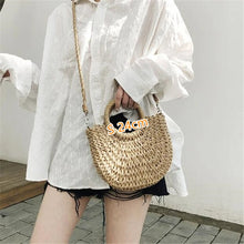 Handmade Straw Moon Beach Bag