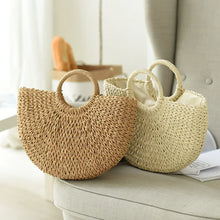 Handmade Straw Moon Beach Bag