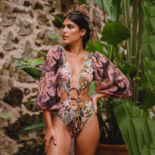 Retro Long Sleeve Floral Swimsuit