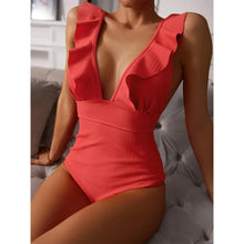 White Ruffle Push Up Swimsuit