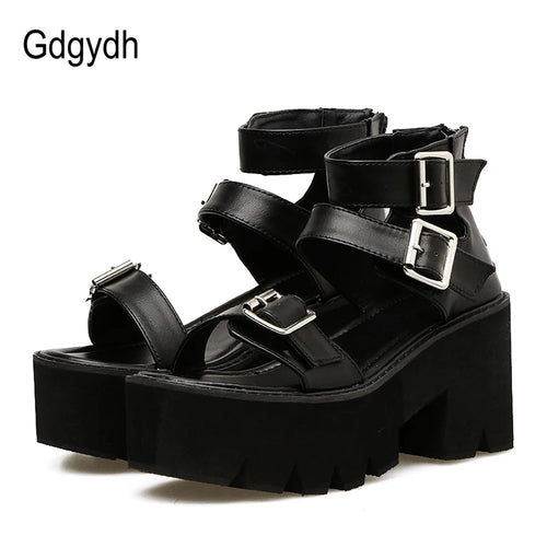 Ankle Strap Thick Heel Sandals