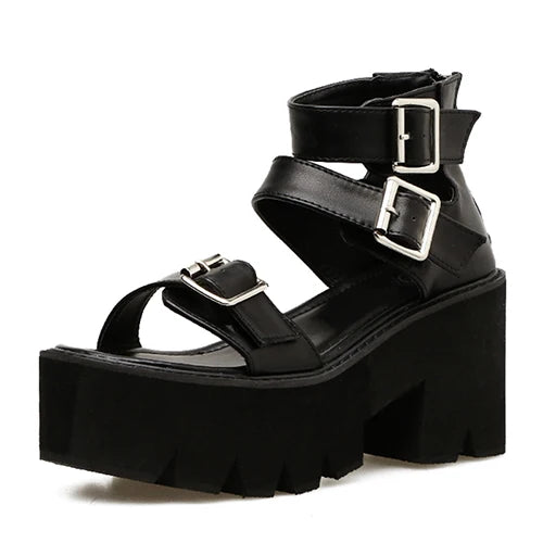 Ankle Strap Thick Heel Sandals