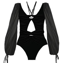 Retro Long Sleeve Floral Swimsuit