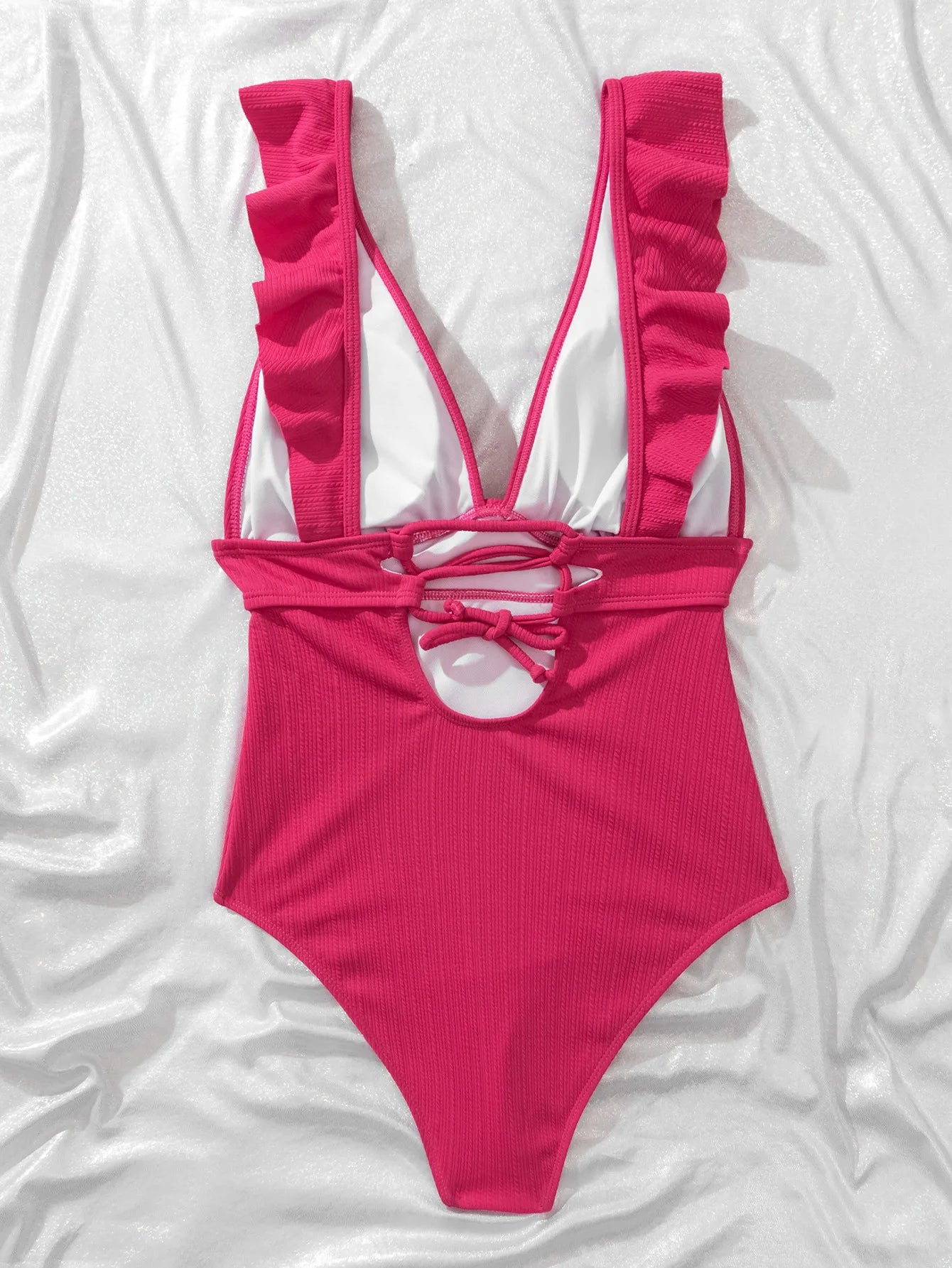 White Ruffle Push Up Swimsuit