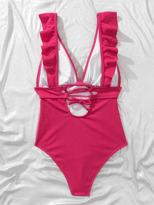 White Ruffle Push Up Swimsuit