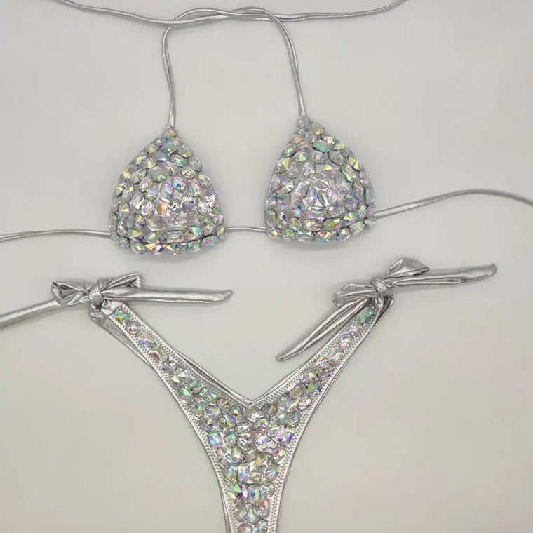 Rhinestone Bandage Bikini Set