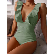 White Ruffle Push Up Swimsuit