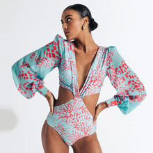 Hollow Long Sleeve Monokini Swimsuit
