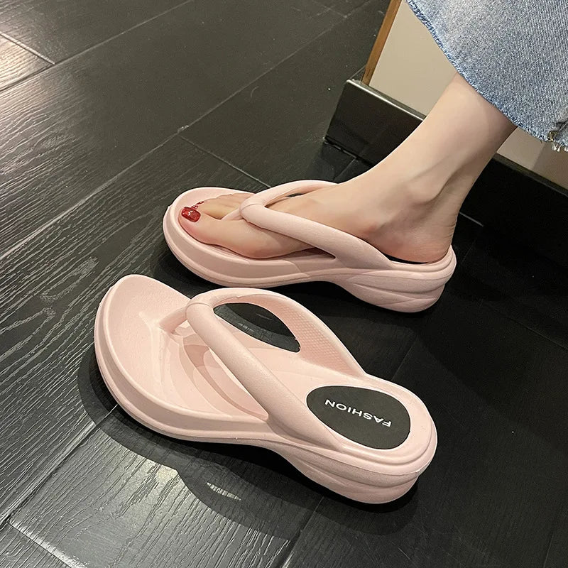 Thick Sole Wedge Flip Flops