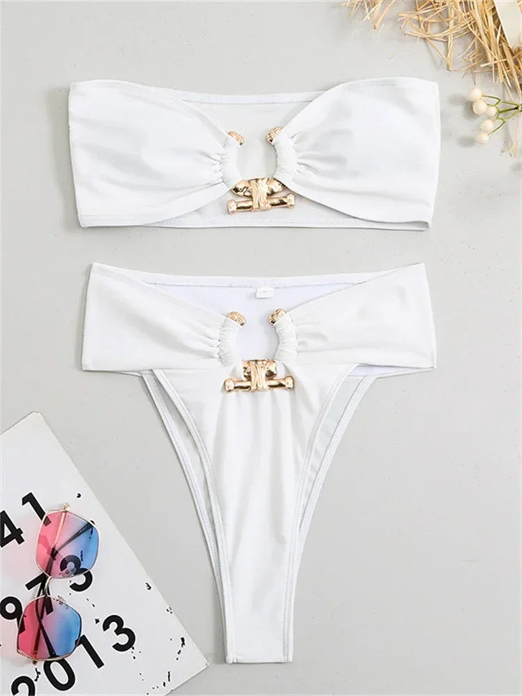 Metal Detail High Waist Bikini