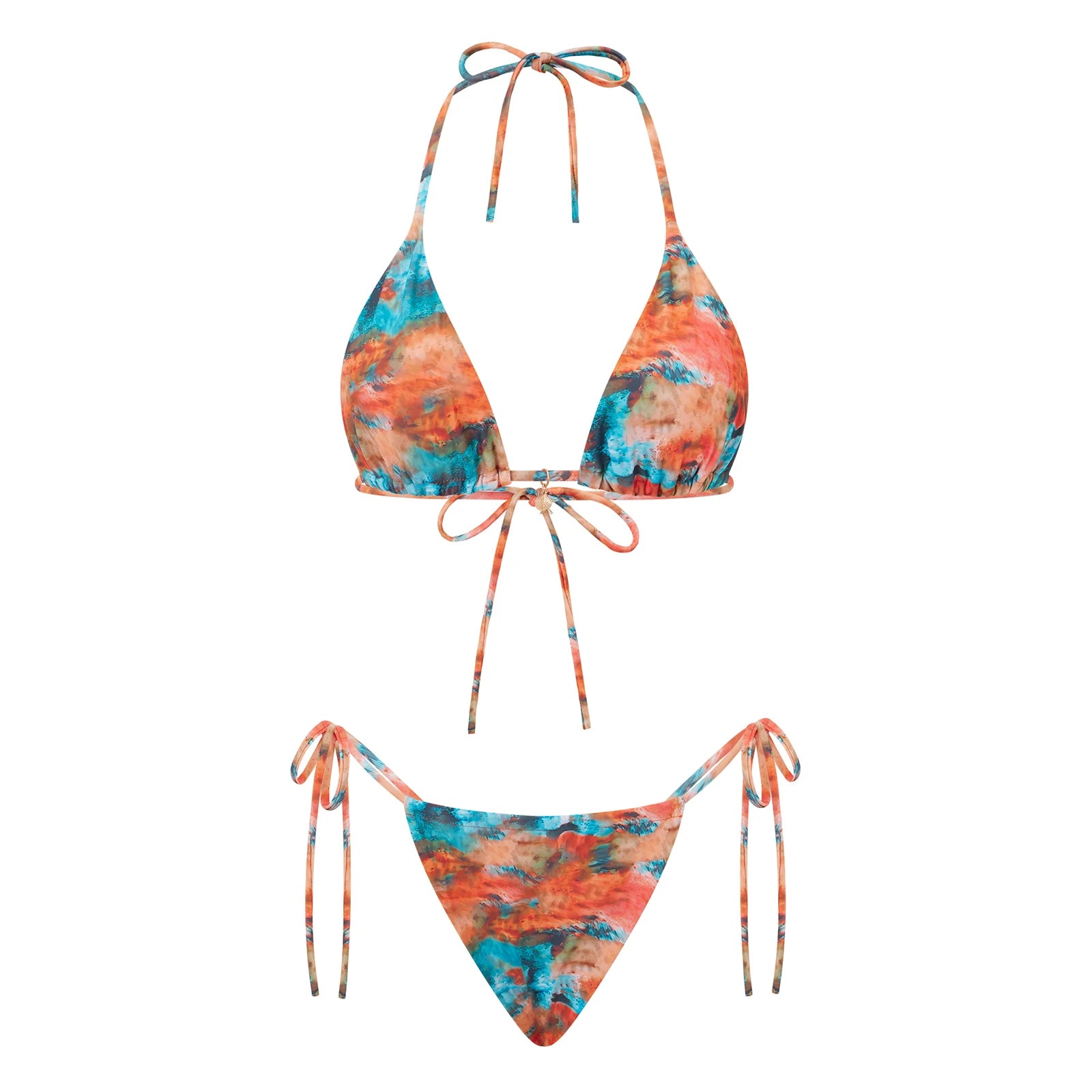 Lace Up Print Bikini Set