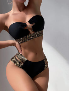 Strapless Belted Bandeau Bikini Set
