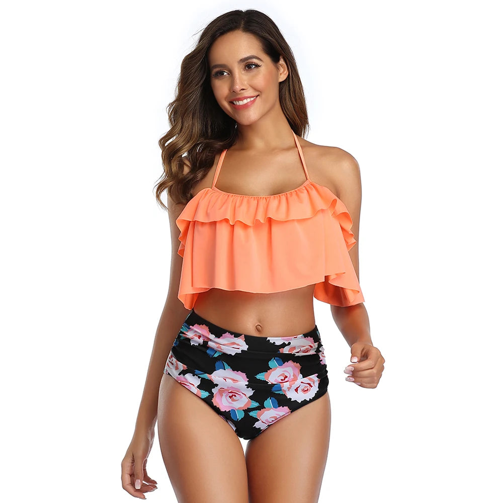 Ruffle High Waist Bikini Set