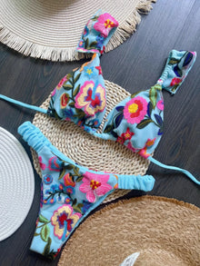 Embroidered Triangle Bikini Set