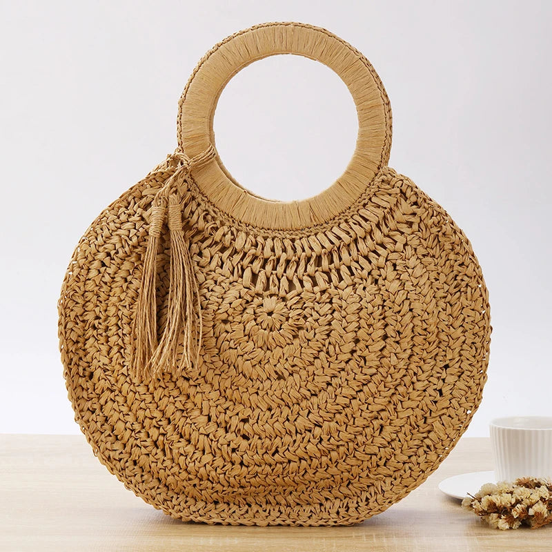 Tassel Straw Shoulder Beach Bag