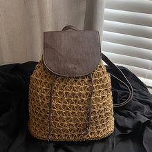 Crochet Straw Backpack Beach Bag