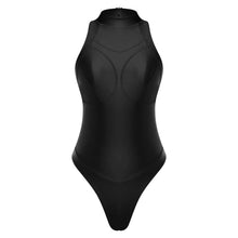 Oil Shine Halter Zip Swimsuit