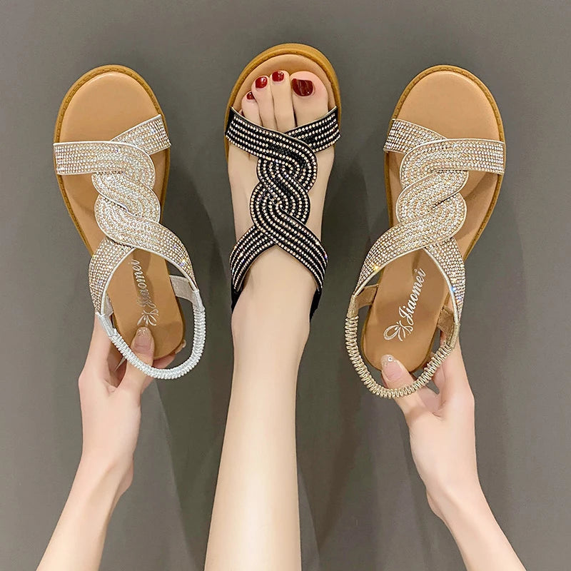 Crystal Platform Roman Summer Sandals