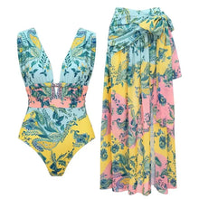 V Neck Skirted Swimsuit Set