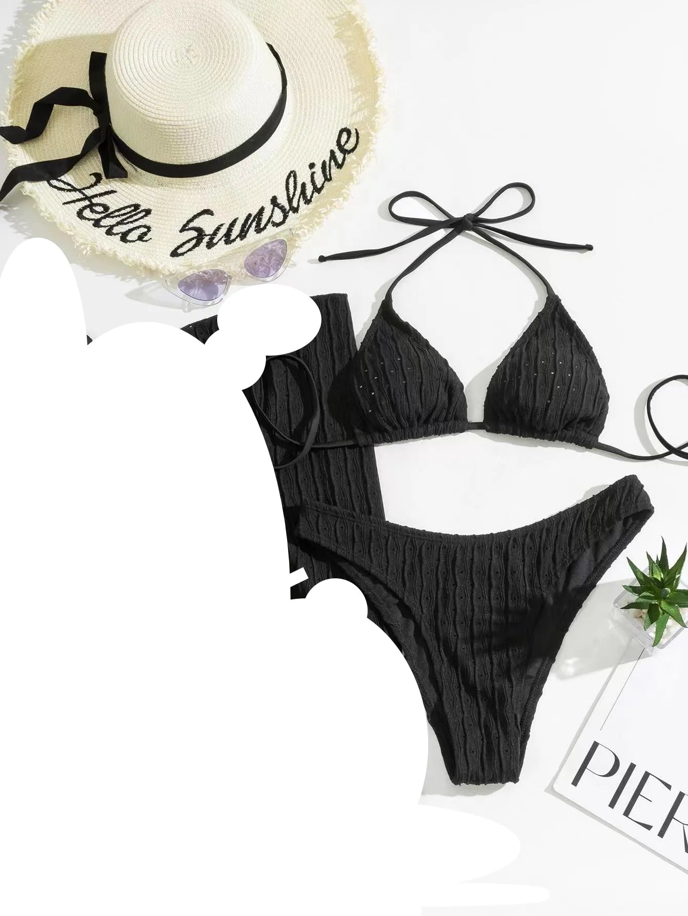 Jacquard Drawstring Bikini Set