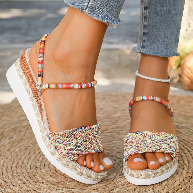 Boho Wedge Platform Beach Sandals