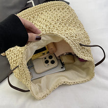 Crochet Straw Backpack Beach Bag