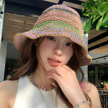 Rainbow Stripe Straw Beach Hat