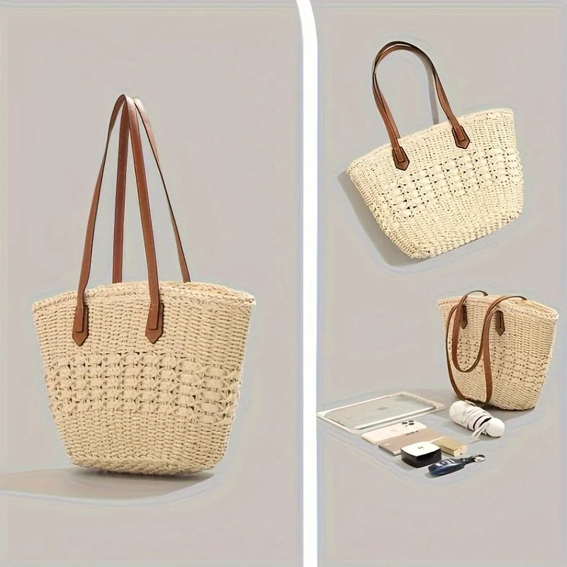 Boho Basket Straw Shoulder Bag