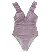 Striped Ruffle One Piece Swimsuit