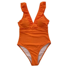 Striped Ruffle One Piece Swimsuit