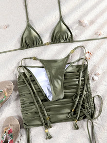 Striped Three Piece Bikini Set