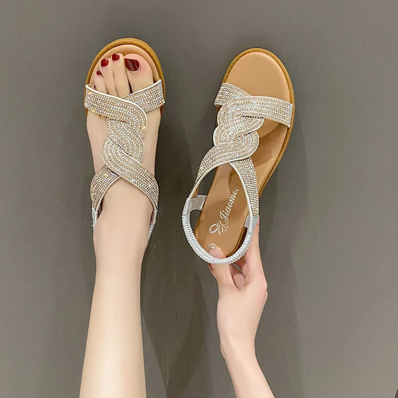 Crystal Platform Roman Summer Sandals
