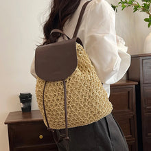 Crochet Straw Backpack Beach Bag