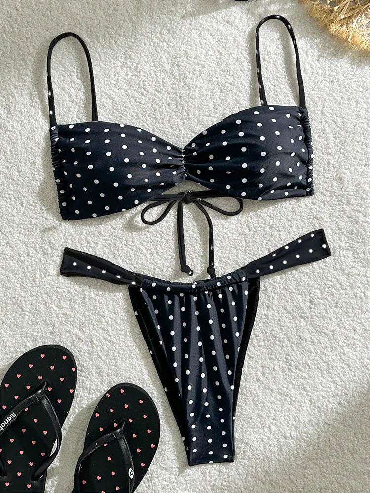 Polka Dot Tie Bikini Set