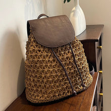 Crochet Straw Backpack Beach Bag