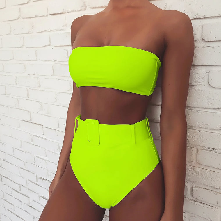 High Waist Bandeau Bikini Set