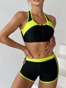 Zipper Sport Bikini Shorts Set