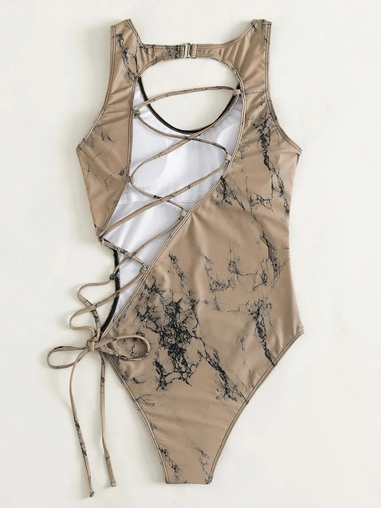 Strappy Bandage One Piece Swimsuit