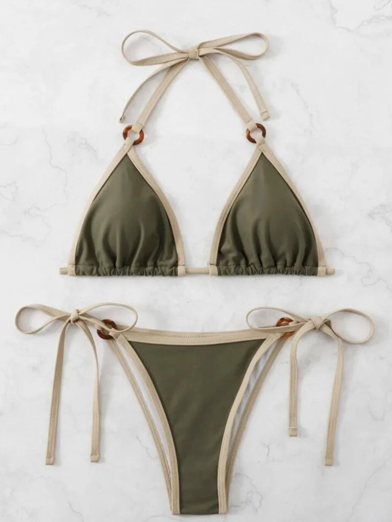 Green Ring String Bikini Set
