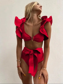 Floral Ruffle Bandage Bikini Set