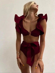 Floral Ruffle Bandage Bikini Set