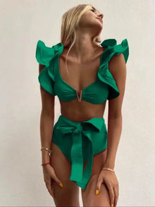 Floral Ruffle Bandage Bikini Set