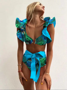 Floral Ruffle Bandage Bikini Set