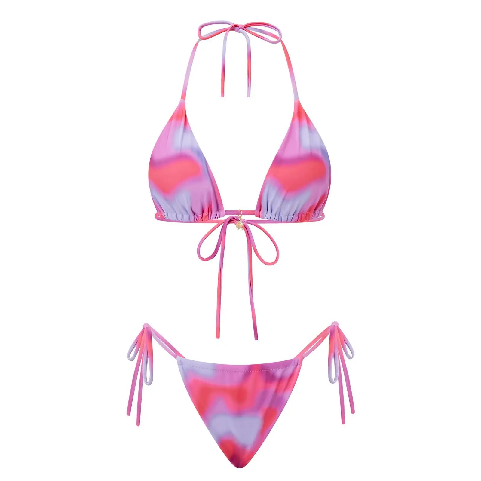 Lace Up Print Bikini Set