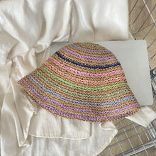 Rainbow Stripe Straw Beach Hat